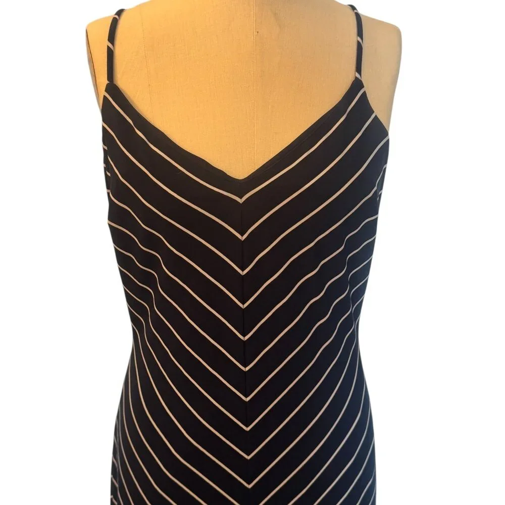 Lauren Ralph Lauren Navy/White chevron stripe maxi dress size 8 - Picture 4 of 8